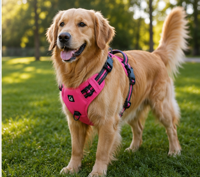 Golden retriever wearing the FreeWalk no-pull dog harness