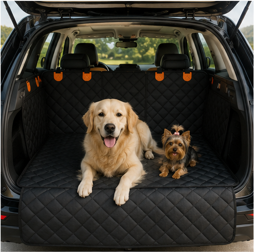 PawRide waterproof dog car seat cover installed on a back seat