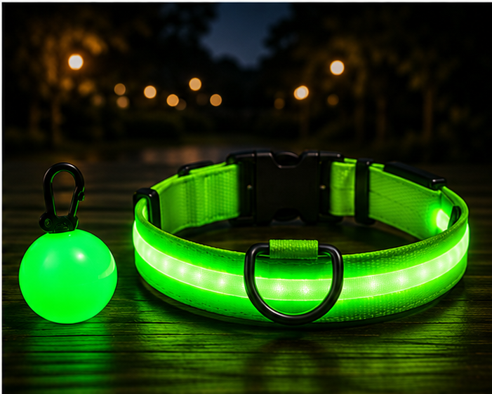 GlowCollar rechargeable LED dog collar in green