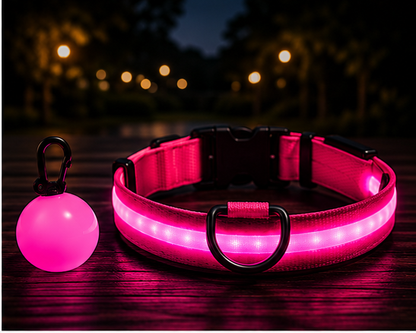 GlowCollar rechargeable LED dog collar in pink