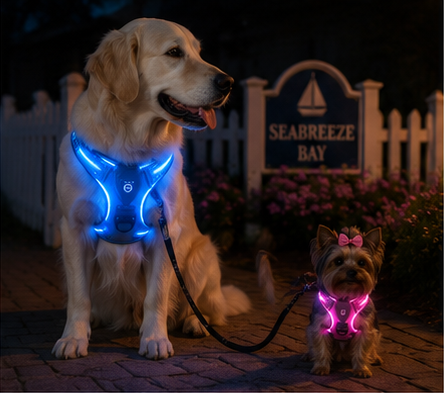 GlowVest LED dog harness in red