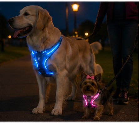 Close-up of the GlowVest LED harness lights