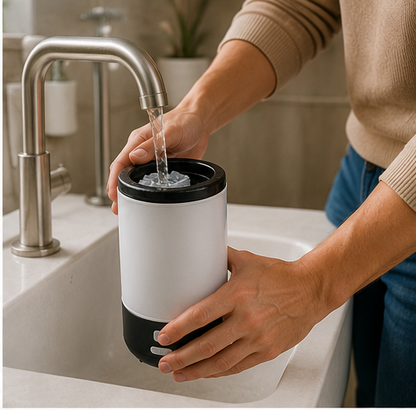 Dog paw being cleaned with the PawSpin electric paw washer